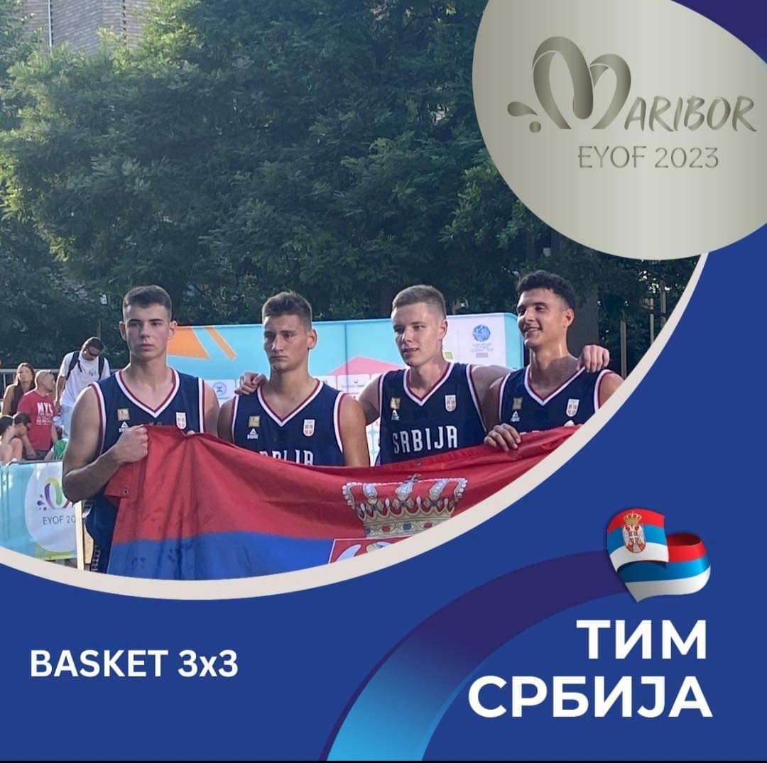 KSSrbije's tweet photo. 3x3 reprezentacija Srbije u sastavu Igor Jokić, Luka Dimitrijević, Luka Pupovac i Ilija Petrović, predvodjena trenerom Nenadom Karanovićem, osvojila je srebrnu medalju na EYOF-u u Mariboru!
Bravoo momci! 🇷🇸🏀
#eyof2023maribor #onecityoneheart @OKSrbije https://t.co/Ek9w3Zqh6V