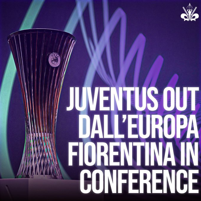 Fiorentinaaraby's tweet photo. 🚨🚨🚨🚨 عاجل ورسمي 🚨🚨🚨🚨
اليويفا يقرر استبعاد يوفنتوس من البطولات الأوروبية لموسم واحد وغرامة 20 مليون يورو. الفيولا سيشارك ممثلًا لإيطاليا في النسخة الجديدة من دوري المؤتمر الأوروبي.
#Fiorentina 
#Juventus 
#UECL https://t.co/c9NOWKguRK