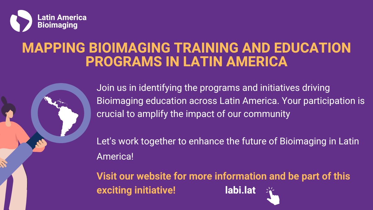LatamBioimaging's tweet photo. 📢Hey #LABICommunity!
LABI Training and Education Working Group is mapping Training Programs in our region to strengthen our bioimaging community🗺️📚
📝Be part of this initiative registering your program and sharing
Let's reach every corner🌎🔬
👇
https://t.co/oNMB5ORo2p https://t.co/xd0WN7vF7y