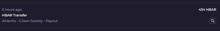 jh3427's tweet photo. Thank you
@SyndicatesPanda
@ClownSociety_
I got my first payout today.  Holding the NFTs below entitle you for the biweekly payout.  LFG!!! 🔥📷📷 https://t.co/uad9NgQdas… https://t.co/mSDzBL2RtX… $HBAR #HBAR #OGproject https://t.co/0SF2gjrYgB