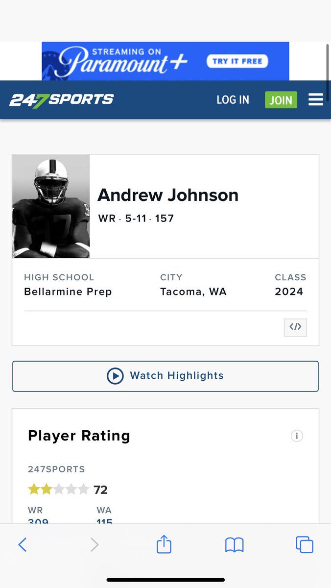 andrewwj19's tweet photo. Blessed to receive a  2 ⭐️ ranking by @247Sports. Thank you @BrandonHuffman. @bprepfootball @Colby__Kelly @PrepRedzoneWA https://t.co/SuotZe2ZNo