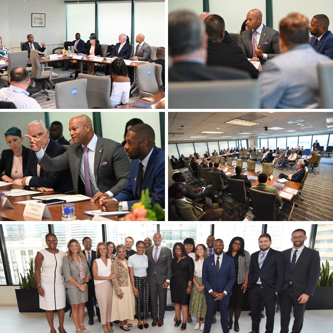 Yesterday, Maryland Governor @iamwesmoore and Maryland Secretary of Transportation Paul Wiedefeld visited GBC Offices for a high-level strategy session with Greater Baltimore Committee President & CEO Mark Anthony Thomas, @GW_Partnership CEO Kathy Etemad Hollinger, and area…