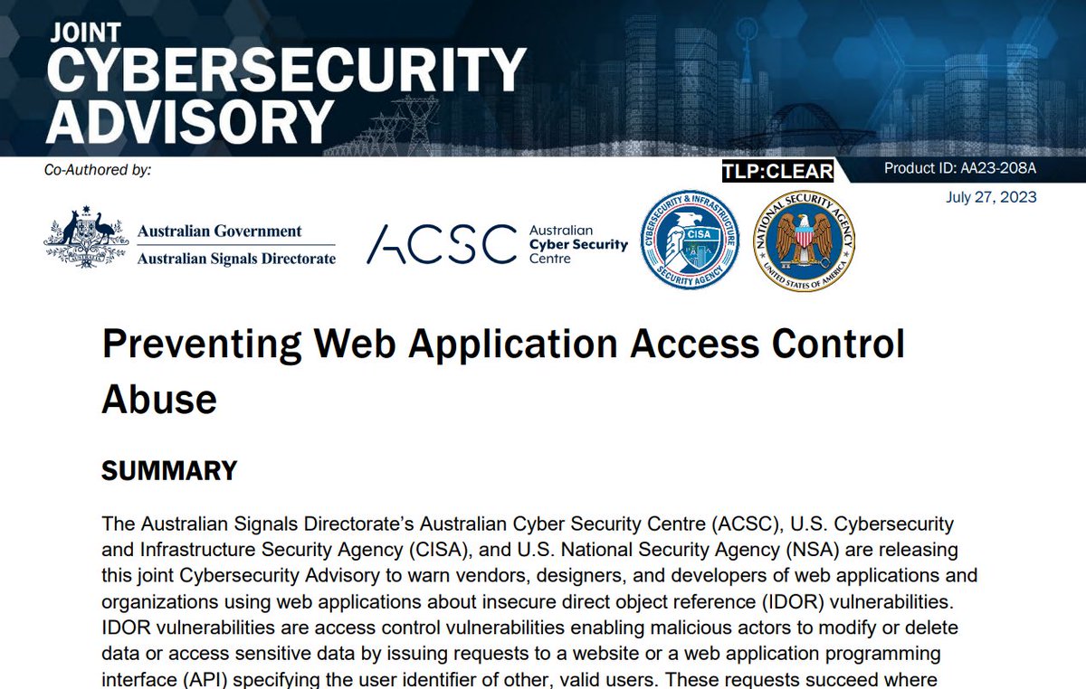 blackstormsecbr's tweet image. Preventing Web Application Access Control Abuse:
cisa.gov/sites/default/…
#webapplicationsecurity #cybersecurity #informationsecurity #infosec #threatintelligence #hacking #blueteam