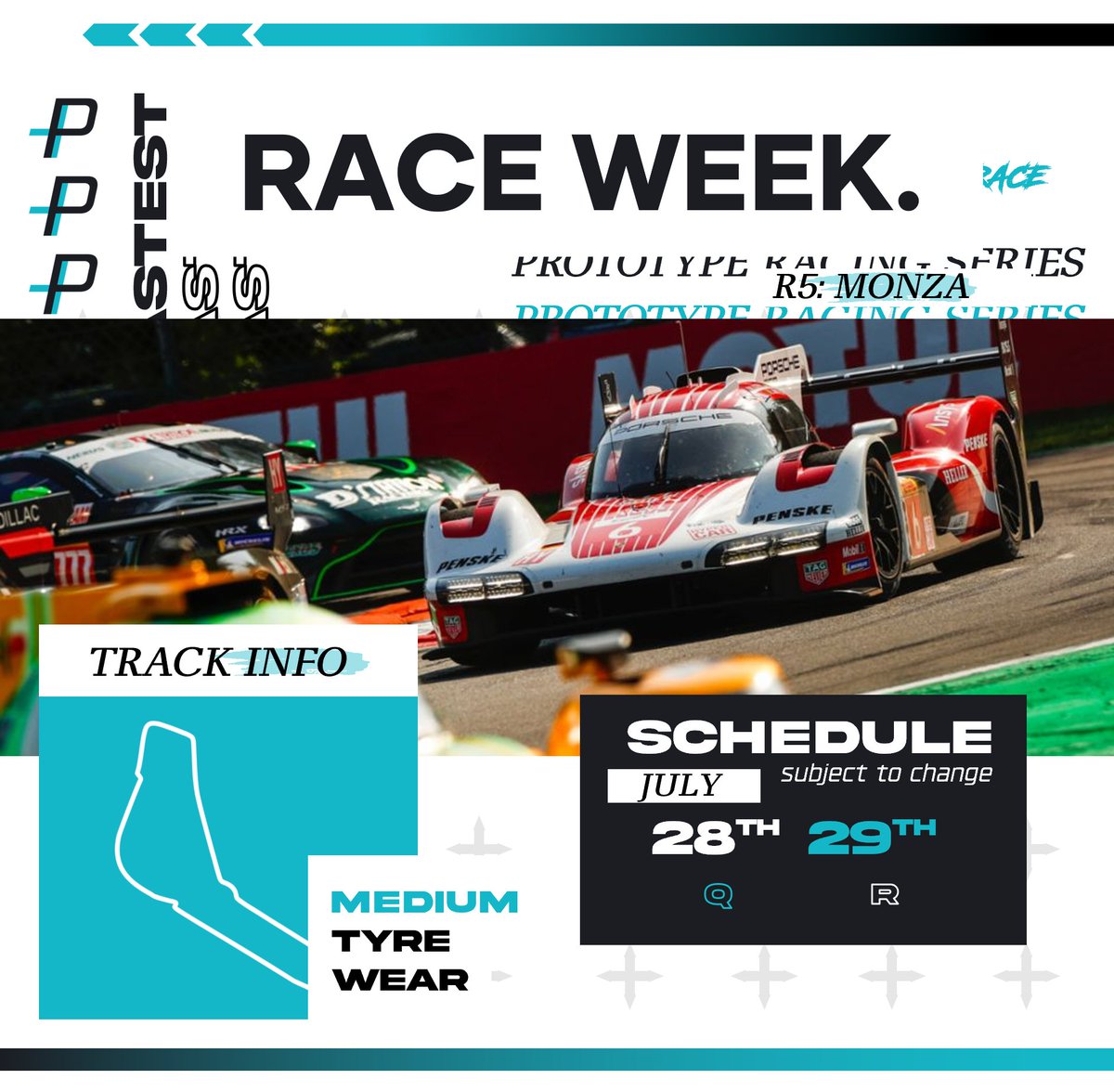 PRSSeries's tweet photo. We return to #PRSMonza🇮🇹 for the first time since season 3!
@_Hanni_Bee won the last 2 races at Monza, can they complete the triple starting 14th today?
#PRS #BeyondTheRace https://t.co/YrsAIE7BxS