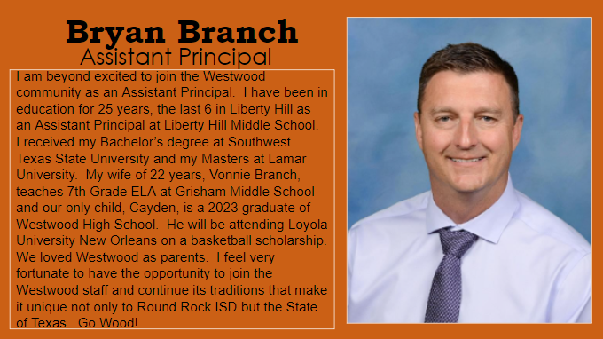 WWarriorNation's tweet photo. We are getting ready for the 2023-2024 school year and are excited to introduce our new staff. Transitioning from parent to Warrior Nation Administrator, #WestwoodWelcomes Assistant Principal, Bryan Branch! https://t.co/4Ygou6jIAq