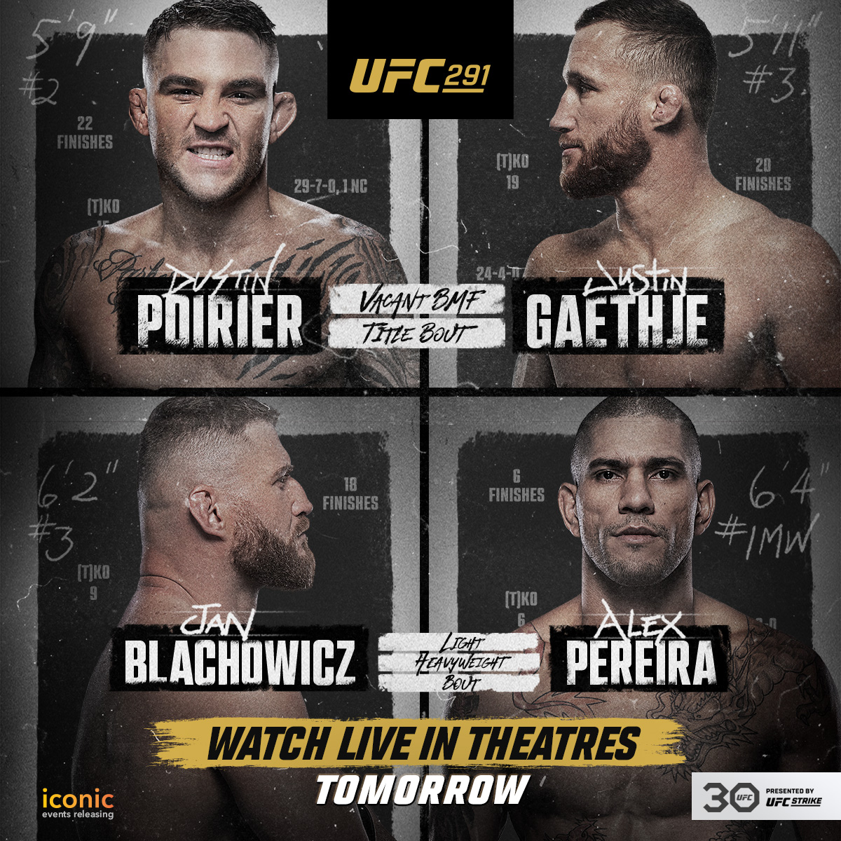 Can't make UFC 291: Poirier vs. Gaethje 2 in person? We've got you covered. Watch live on the big screen tomorrow at a theater near you! Book now at the link: bit.ly/UFCliveinTheat…

#iconiceventsnow #ufcliveintheaters @ufc