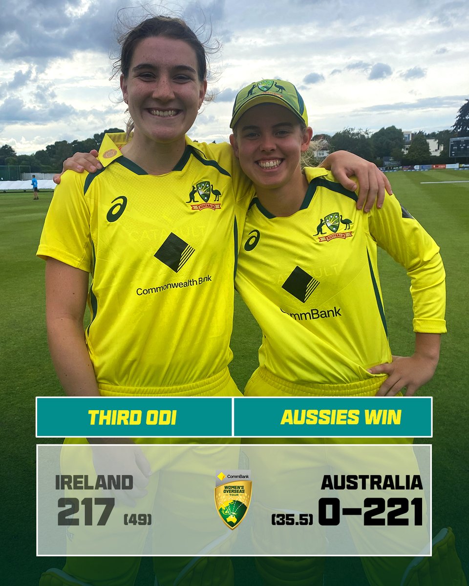 What a way to finish 🥹

Maiden ODI hundreds for Annabel Sutherland and Phoebe Litchfield. Proud! #IREvAUS