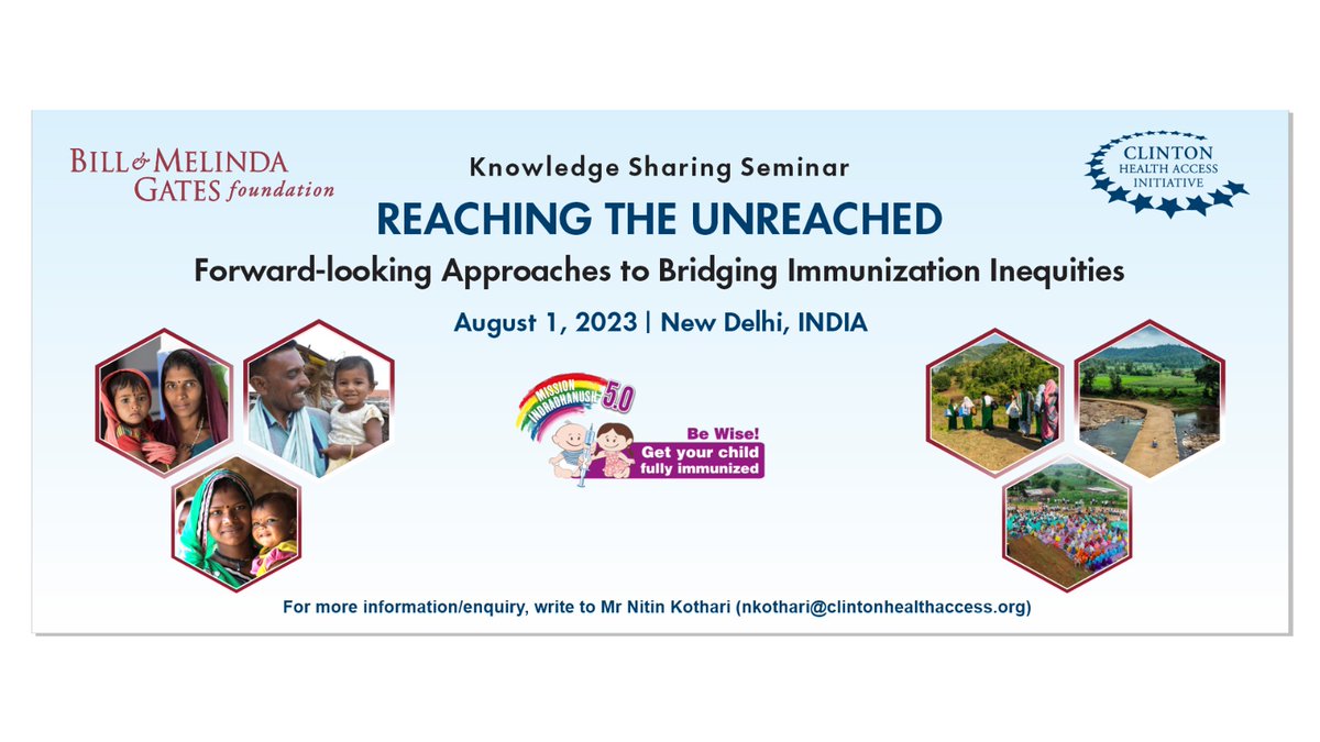CHAI (@chai_health) on Twitter photo William J Clinton Foundation, #India (an affiliate of <a href="/CHAI/">Zen Alladina ☕</a>) and <a href="/BMGFIndia/">Gates Foundation India</a> are organizing a knowledge sharing seminar on "Reaching the Unreached: Forward-looking Approaches to Bridging Immunization Inequities." Stay tuned for more information. #ImmunizationEquity #VaccinesWork William J Clinton Foundation, #India (an affiliate of <a href="/CHAI/">Zen Alladina ☕</a>) and <a href="/BMGFIndia/">Gates Foundation India</a> are organizing a knowledge sharing seminar on "Reaching the Unreached: Forward-looking Approaches to Bridging Immunization Inequities." Stay tuned for more information. #ImmunizationEquity #VaccinesWork