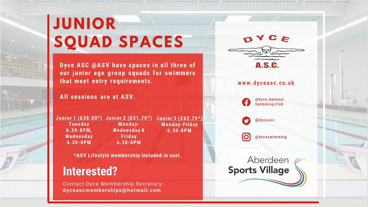 dyceasc's tweet photo. Come and join us! 

As our partnership with ASV grows, we are delighted to announce our new and improved programme for the coming season, meaning more pooltime for our squads and more spaces for swimmers to join.

More questions? Get in touch! https://t.co/A0AS9DkxEh