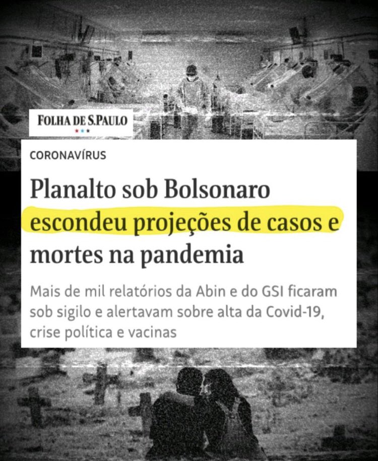 Quer dizer então que Bolsonaro genocida recebeu relatório da ABIN sobre a alta de mortes, e transmissão da covid-19, e escondeu tudo?