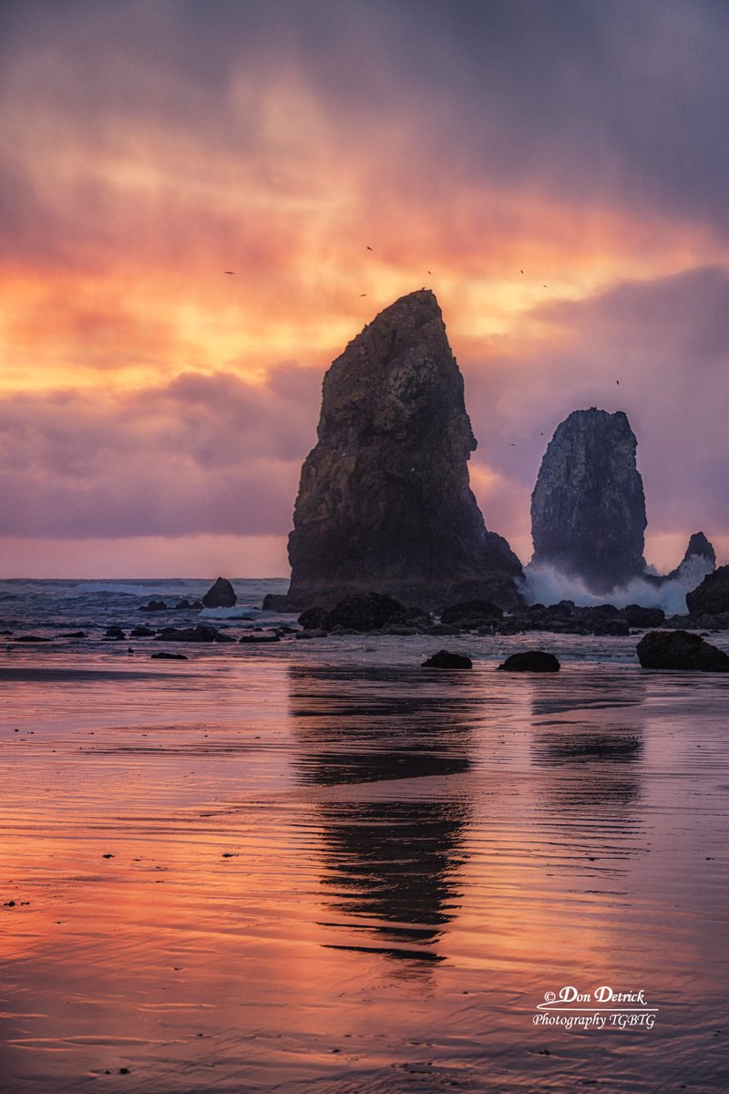#HaystackRock #SunsetReflection <a href="/CannonBeachOreg/">Cannon Beach Oregon</a>