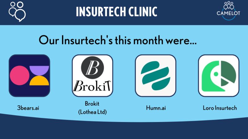 💫 July’s Camelot Insurtech Clinic once again provided a platform for 4 insurtechs to showcase themselves and receive feedback from our experts and what a great session it was!