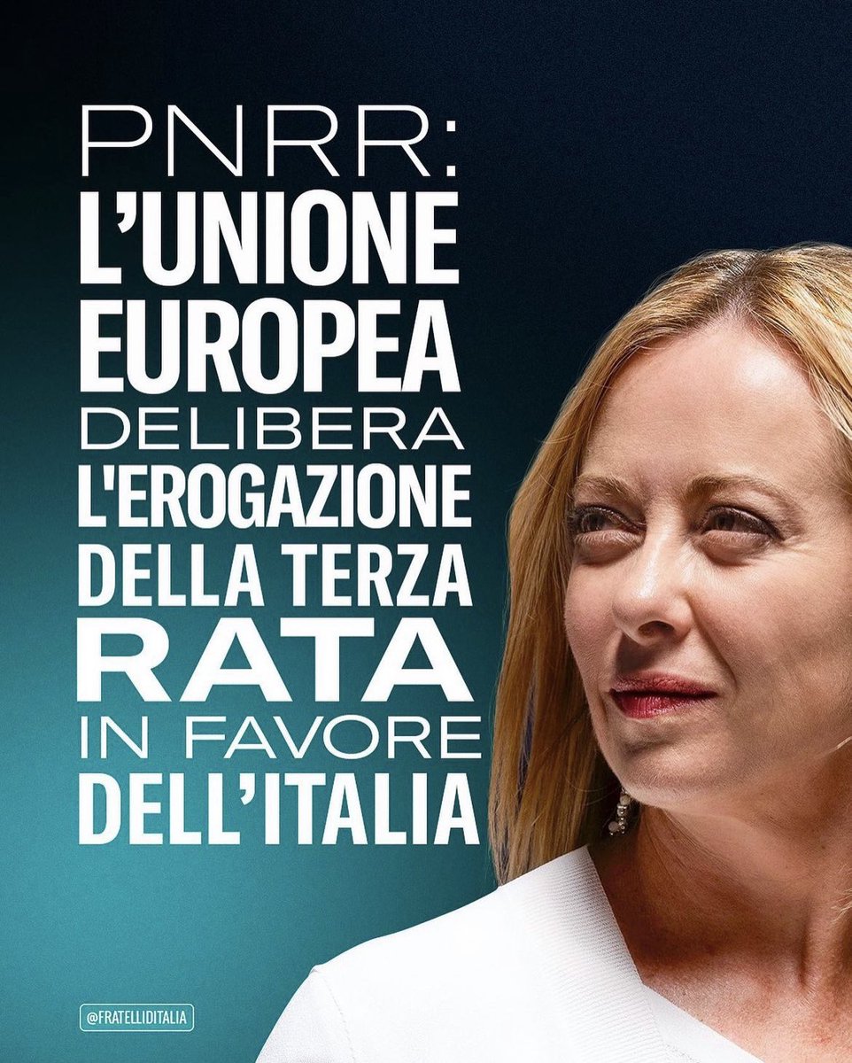 L’UE ha deliberato l’erogazione della terza rata #PNRR .
In questi mesi abbiamo visto molte speculazioni, come al solito rispondiamo con i fatti frutto del lavoro incessante del Governo #Meloni su un’opportunità che va usata per migliorare davvero il sistema paese.