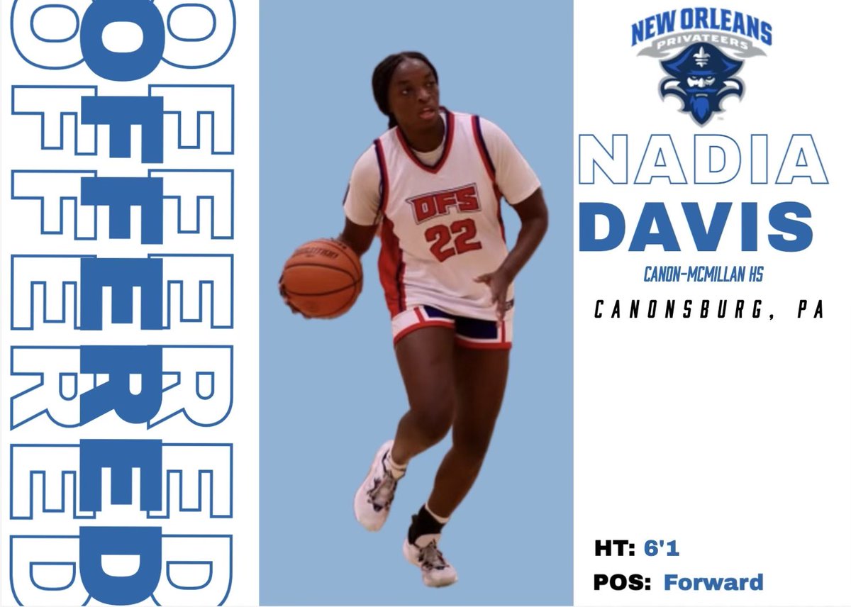 nadiadavis22's tweet photo. Very excited to announce I have received an D1 offer to @PrivateersWBB So thankful for the opportunity!! @Trelanne_Mp @CoachKate_18 @DFS_Dreher_17U @DFSAAU @CanonMacSports @CMGirlsHoops https://t.co/Kamr6U4ErP