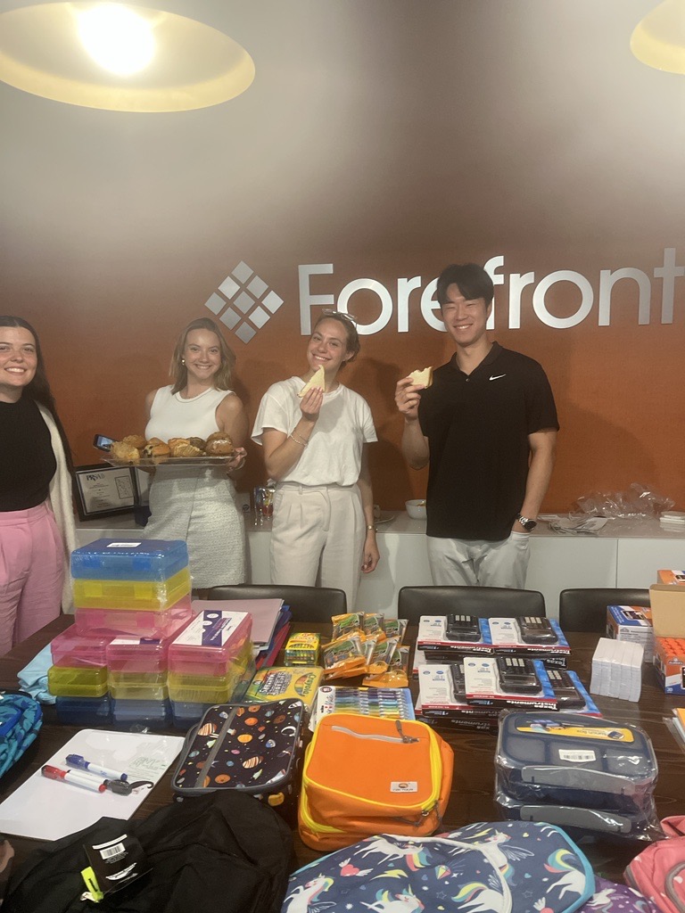 ForefrontComms's tweet photo. Thanks to the generous donations of our clients and friends, #TeamForefront filled 10 backpacks with school supplies in support of @TheNYFoundling! Check out photos from our office packing event where our employees packed all donations and enjoyed classic school treats! https://t.co/0kiMGoAseG