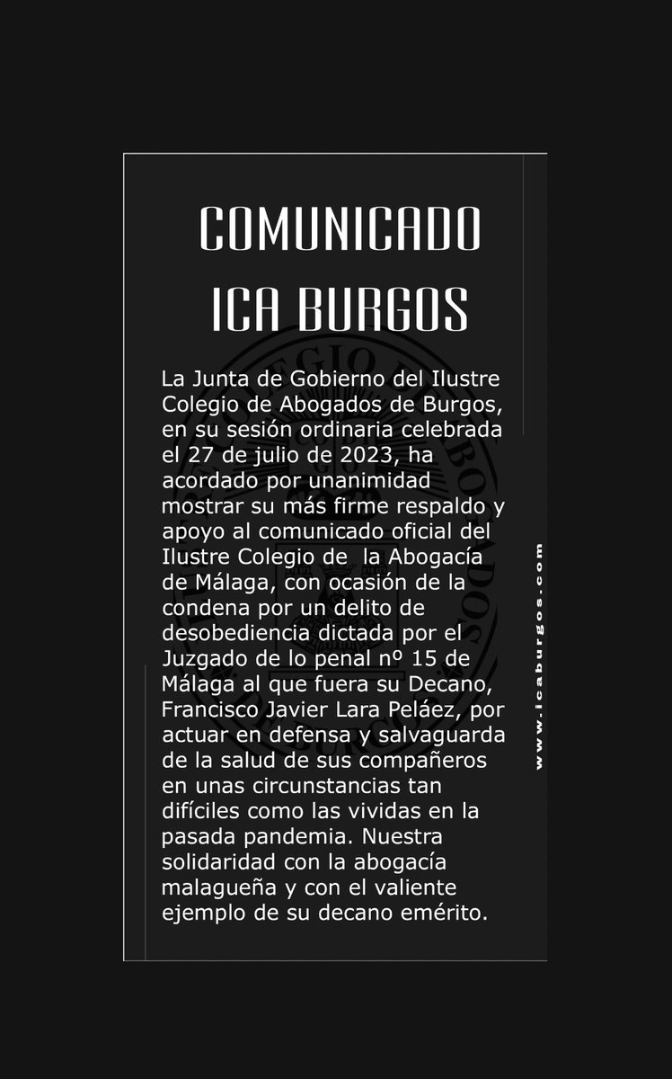 🚨🚨 Comunicado ICA Burgos 🚨🚨

#Comunicado #ICABurgos