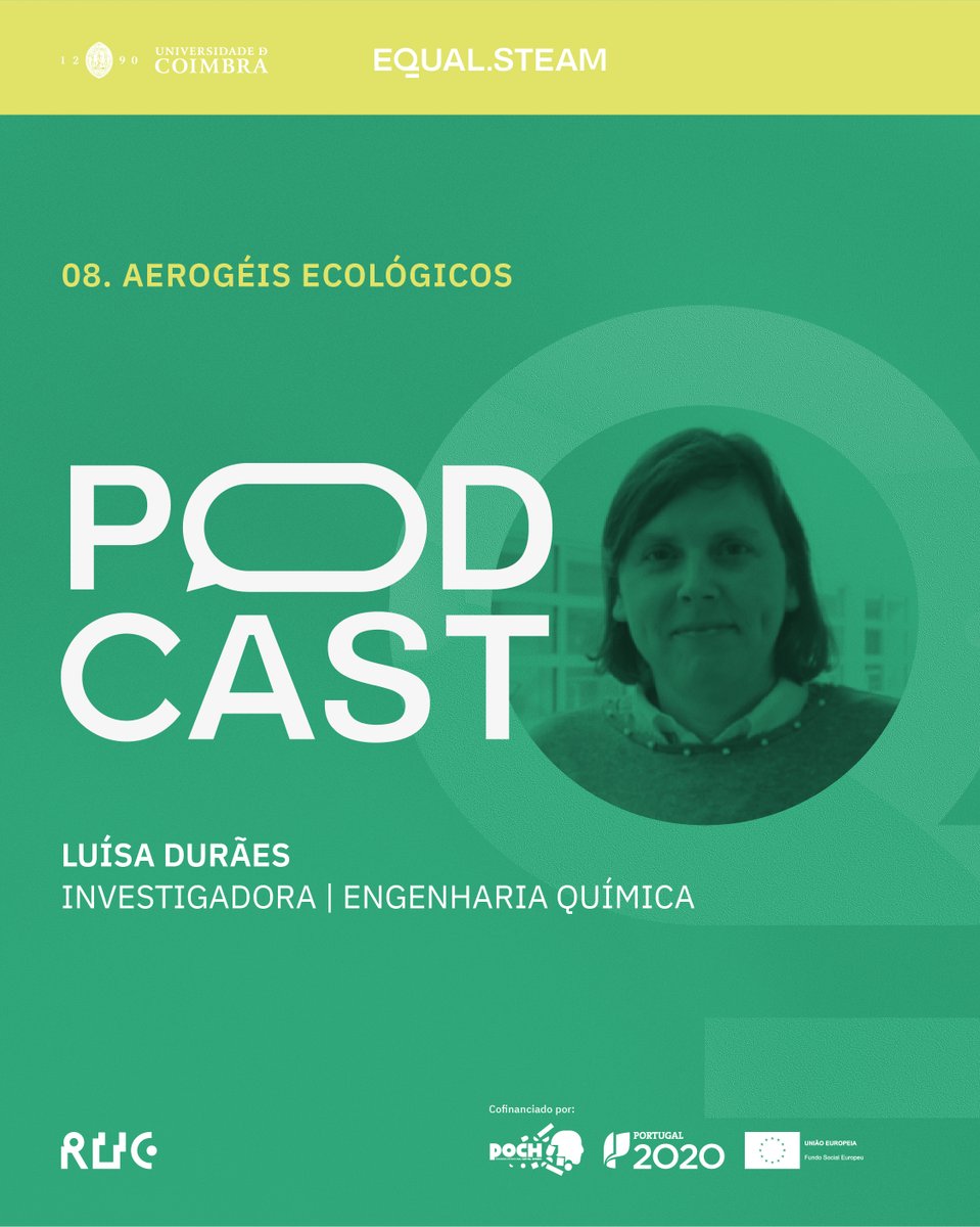 Conheces investigadoras de sucesso na UC? Queres conhecer as suas carreiras e desafios? Ouve os Podcast Equal.STEAM! A oitava investigadora foi Luísa Durães, engenheira química, que fala sobre “Aerogéis Ecológicos". Ouve o podcast! buff.ly/3Ow4AFM