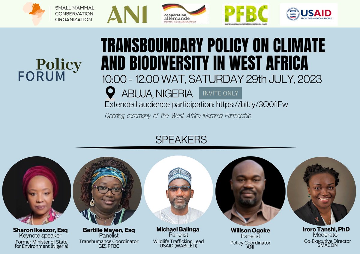 We are excited to welcome in-person participants to the West Africa Policy Forum on Biodiversity and Climate Change. Participate here: bit.ly/3Q0fiFw. Further details about the event: bit.ly/3q4SEkK