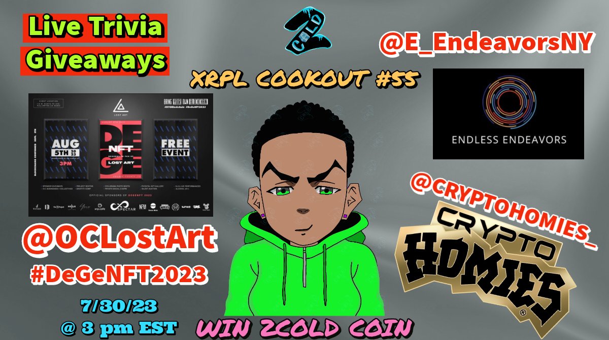 2Cold_XRPL's tweet image. #2COLD's 🧊🥶 #XRPLCOOKOUT Sunday @ 3 pm EST

W Guests
🧊 @OCLostArt
🧊 @E_EndeavorsNY
🧊 @CRYPTOHOMIES_

#XRPCommunity #NFTCommunity #XRPL #XRPLedger #NFTs #NFT