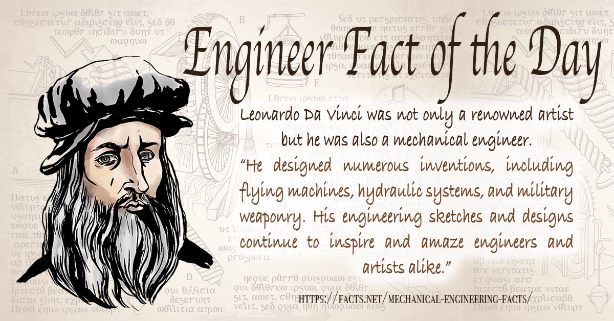 theACECSC's tweet photo. Da Vinci was a man of many talents. Not only was he an artist and an engineer, but he was also a scientist and an architect. #Engineeringfact https://t.co/QUi0q52rol