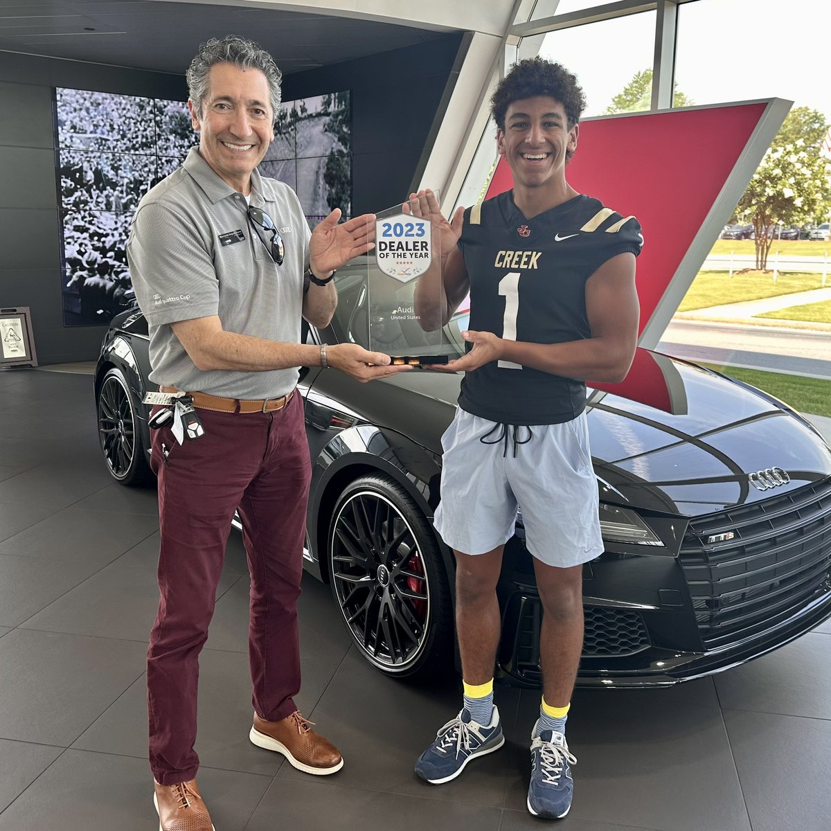 #1 all around! Thank you Jim Ellis’ Audi Atlanta for your continued support of our @johnscreekhsfootball A special thanks to Mr. Bernardo Noguez for all your help! #communitypartner #wearethecreek @leadgladiator