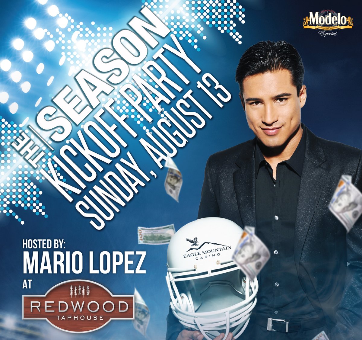 EagleMtnCasino's tweet photo. 🎉🏈 The Season Kick Off Party is here!
Join us at Redwood Taphouse on August 13th for an event hosted by Mario Lopez ! 🤩
For more information visit https://t.co/8XHYvdzBq6 
#ThePeoplesCasino #EagleMountainCasino #SeasonKickOffParty #PartyWithMarioLopez #RedwoodTaphouse https://t.co/2BrioJchN9