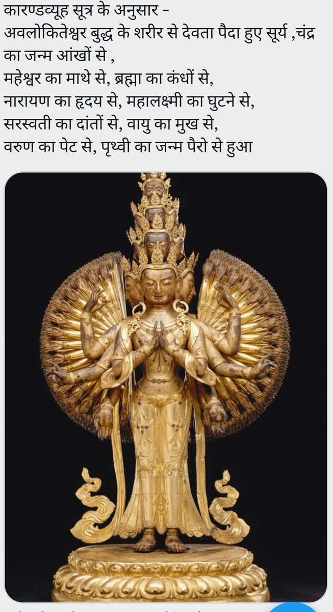 बुद्ध की चमड़ी का रंग पीला था, इसकी आंखों का रंग नीला था, इसके कान कंधे तक थे,   इसके ४० दांत थे, पैदा होते ही बोलने लगा, चलने लगा, आसमानी किताब के बारे में सुना था, बुद्ध आसमान से आकर गर्भ में प्रवेश करता है, और निकलता है पीछे से, समस्या यह है की आंबेडकर ने इसको माना और लिखा भी