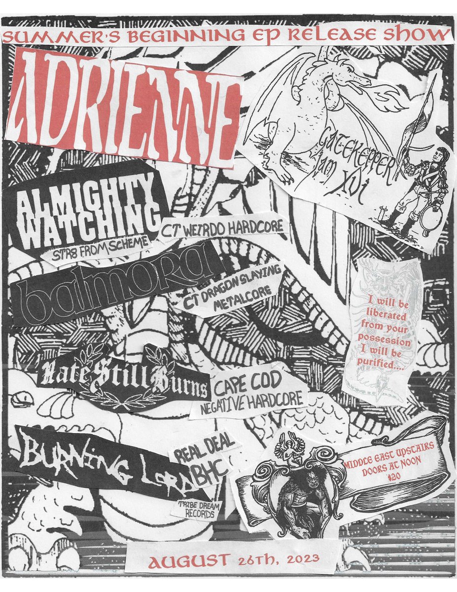 SUMMER’S BEGINNING REC RELEASE
AUGUST 26TH
MID EAST UPSTAIRS

early matinee. come early, dance, get out in time for dinner 

hc