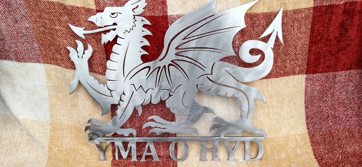 CutandDdraig's tweet photo. Yma O Hyd dragons, laser cut from 3mm mild steel. 405mm x 295mm £30 inc. p&amp;p. 205mm x 160mm £15 inc. p&amp;p. Please email cutandddraig@gmail.com to order. Diolch. https://t.co/uQx64btpvP https://t.co/ywI220fPtr