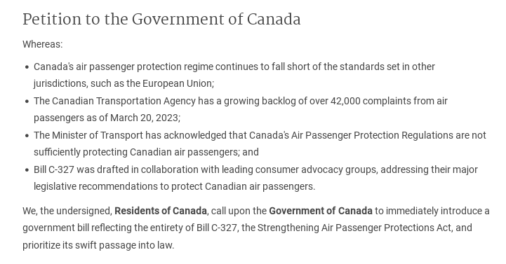 AirPassRightsCA's tweet photo. Petition of better passenger rights in Canada is closing this Saturday

This is your last change to sign it. 

https://t.co/ezVYicfg84 https://t.co/r2GYqmcSOT