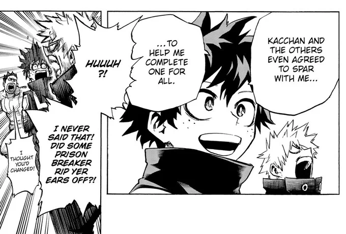 Choosing this panel that's not as iconic as the other moments btw Bakugo and Deku for merch... I know what you are graphic designer. 