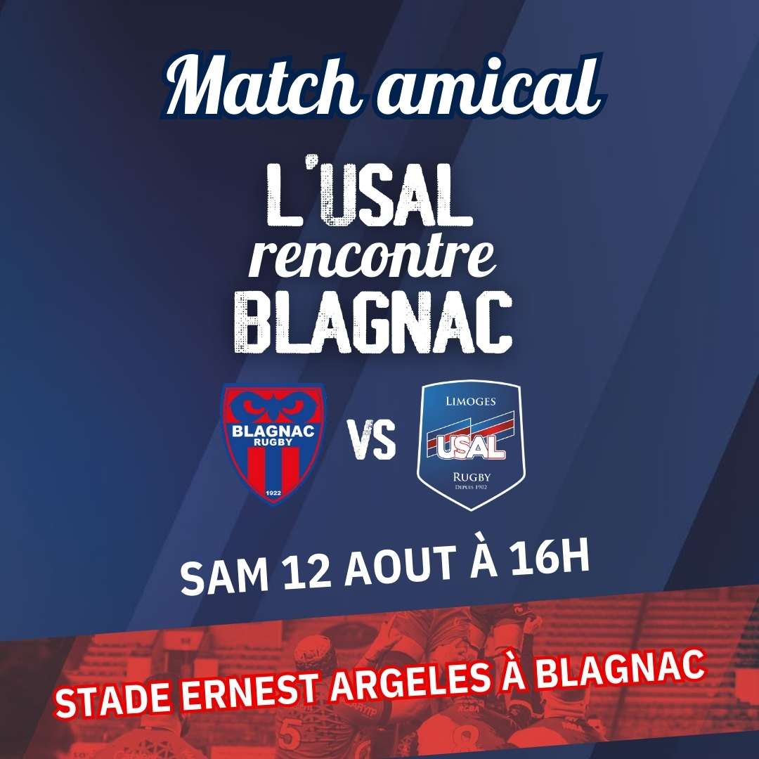 ➡️ L'USAL rencontre Blagnac Rugby (Nationale) le samedi 12 aout à 16h au Stade Ernest Argeles 🏟️
Venez nombreux et nombreuses encourage nos joueurs pour ce premier match test 😍Allez l'USAL ! 💙❤️