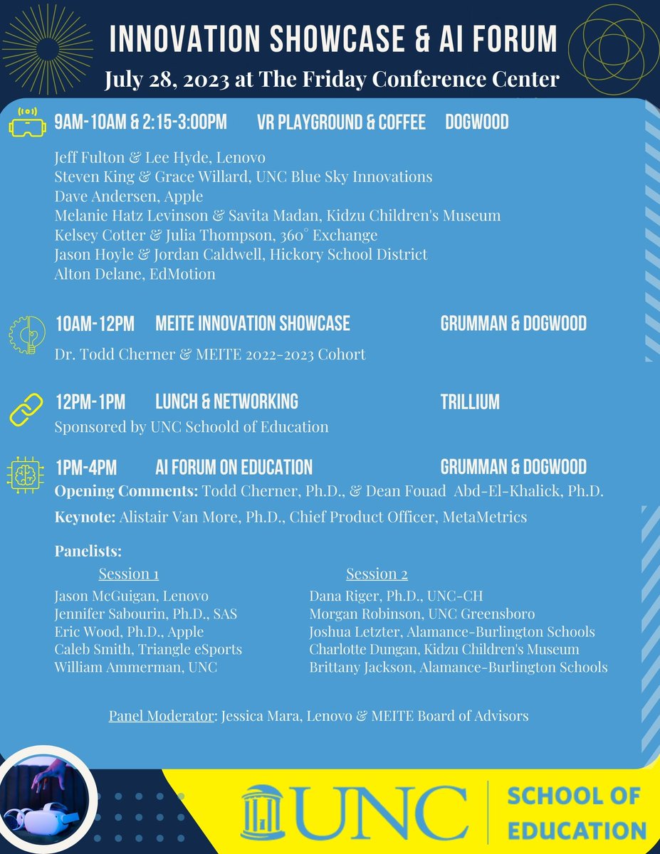 jordanmcaldwell's tweet photo. Super proud of and excited for @hoyle_jc today!  He is at UNC-Chapel Hill for their Ed Dept's Innovation &amp; AI Forum to share how we have begun to leverage VR in @hickoryschools to offer engaging learning experiences to students and reshape learning possibilities for our students. https://t.co/D9CU2bbren