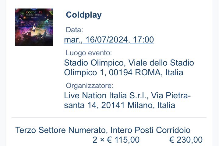 fragnooo's tweet photo. non so in quale multiverso, oggi i biglietti li abbiamo presi su ticketone :))
#ColdplayRome #Ticketone #Coldplaytickets https://t.co/Byehjdb37n