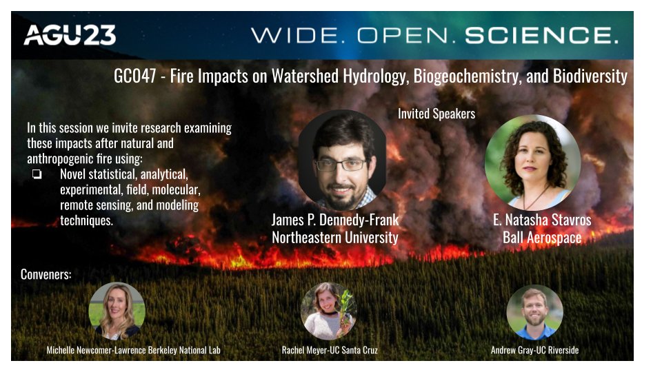 ⌛️Time is running out for AGU abstracts! Submit to GC047 focused on Wildfire impacts on watersheds🔥 agu.confex.com/agu/fm23/preli…