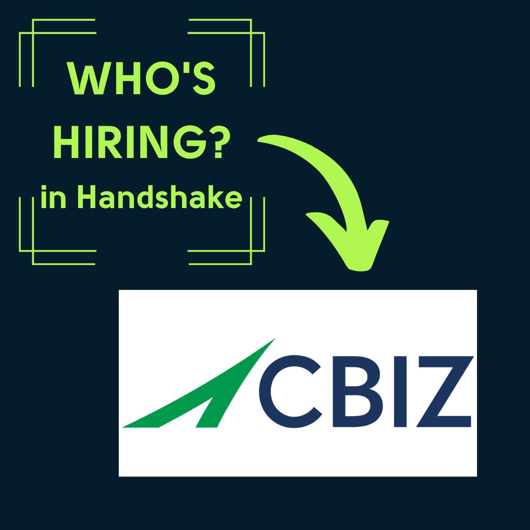 GetHiredSTJSI's tweet photo. Who's hiring in Handshake? CBIZ has internship and full time roles available! 

Go to the Handshake link in our bio or https://t.co/derlfFXVpD to log in and learn more!

#gethiredstjohns #whoshiringinhandshake #wherewillyouintern https://t.co/F6ORUv3L5L