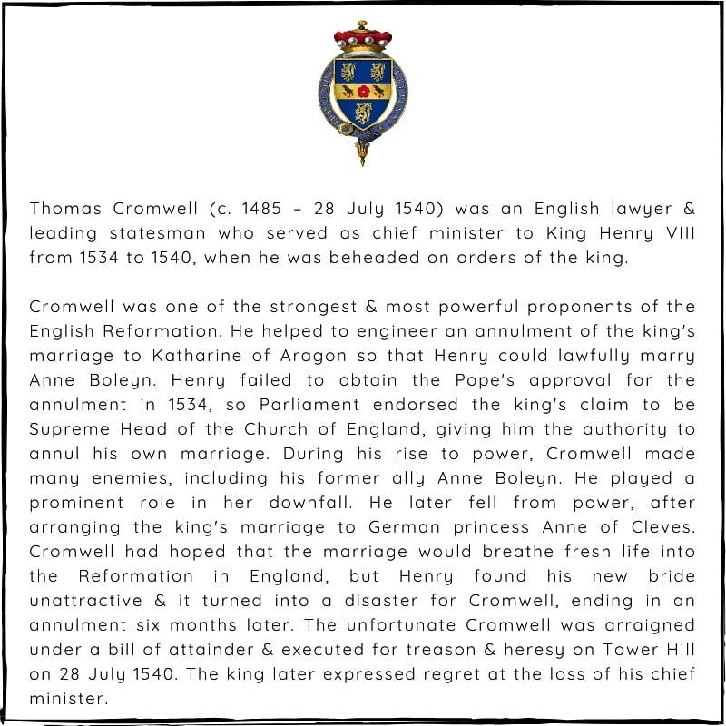 #otd 28 July 1540 – Thomas Cromwell, 1st Earl of Essex is executed at the order of Henry VIII of England on charges of treason.

#thomascromwell #Tudorhistory #Britishhistory #history