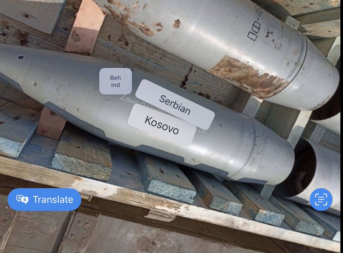 bajgeci's tweet photo. In the midst of the Russo-Ukrainian war, a projectile💣 marked "For Kosova Serbs" is found, bearing a clear message of division and highlighting tensions. There are only 5% of Serb minority in 🇽🇰 and such propaganda is scratching unhealed wounds of the Balkans. https://t.co/b70Nxbp6Mk