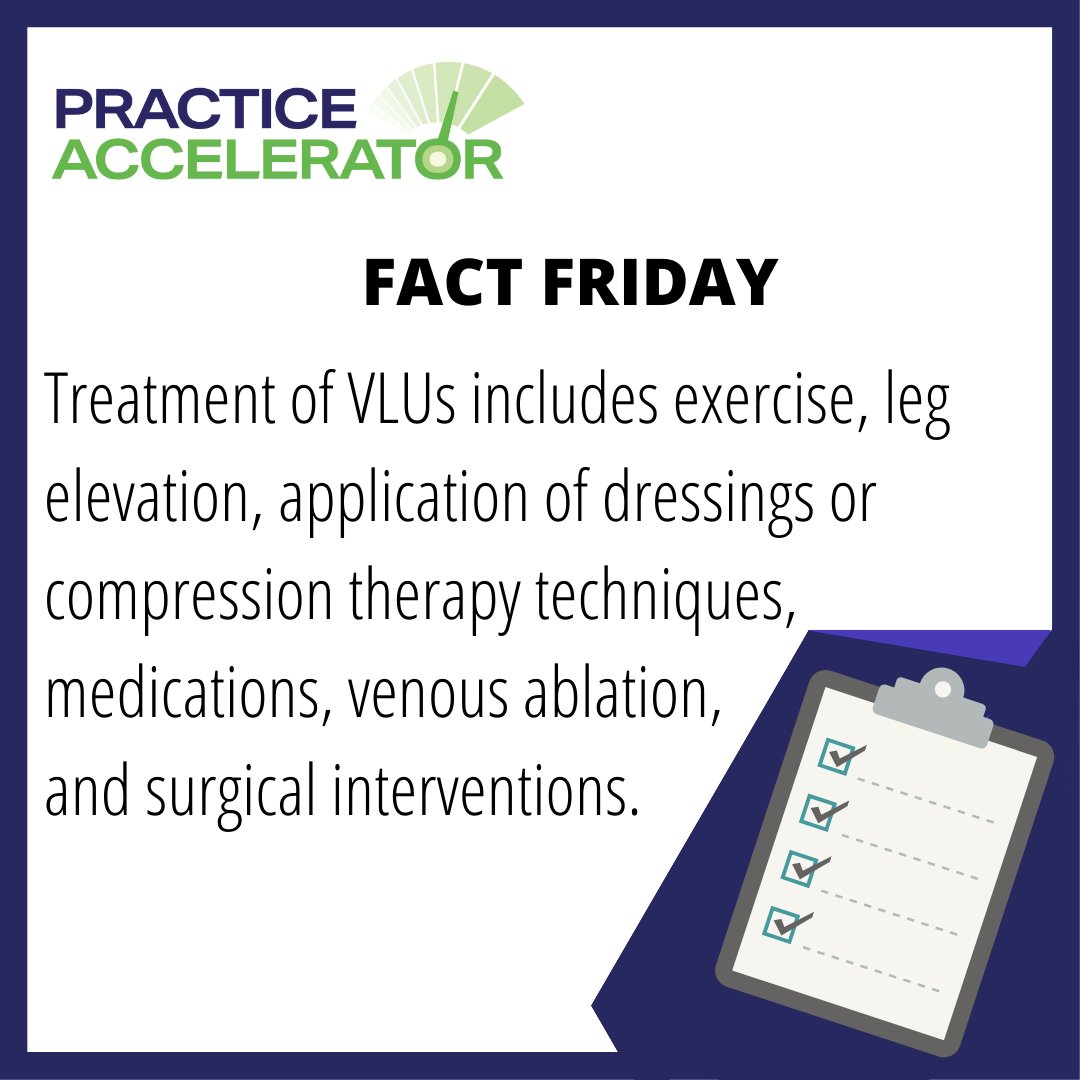 WoundSource's tweet image. #FactFriday 
What other types of treatment do you employ for venous leg ulcers? Learn more about this important condition in this month's Practice Accelerator.
#woundhealing #VLU #venousinsufficiency