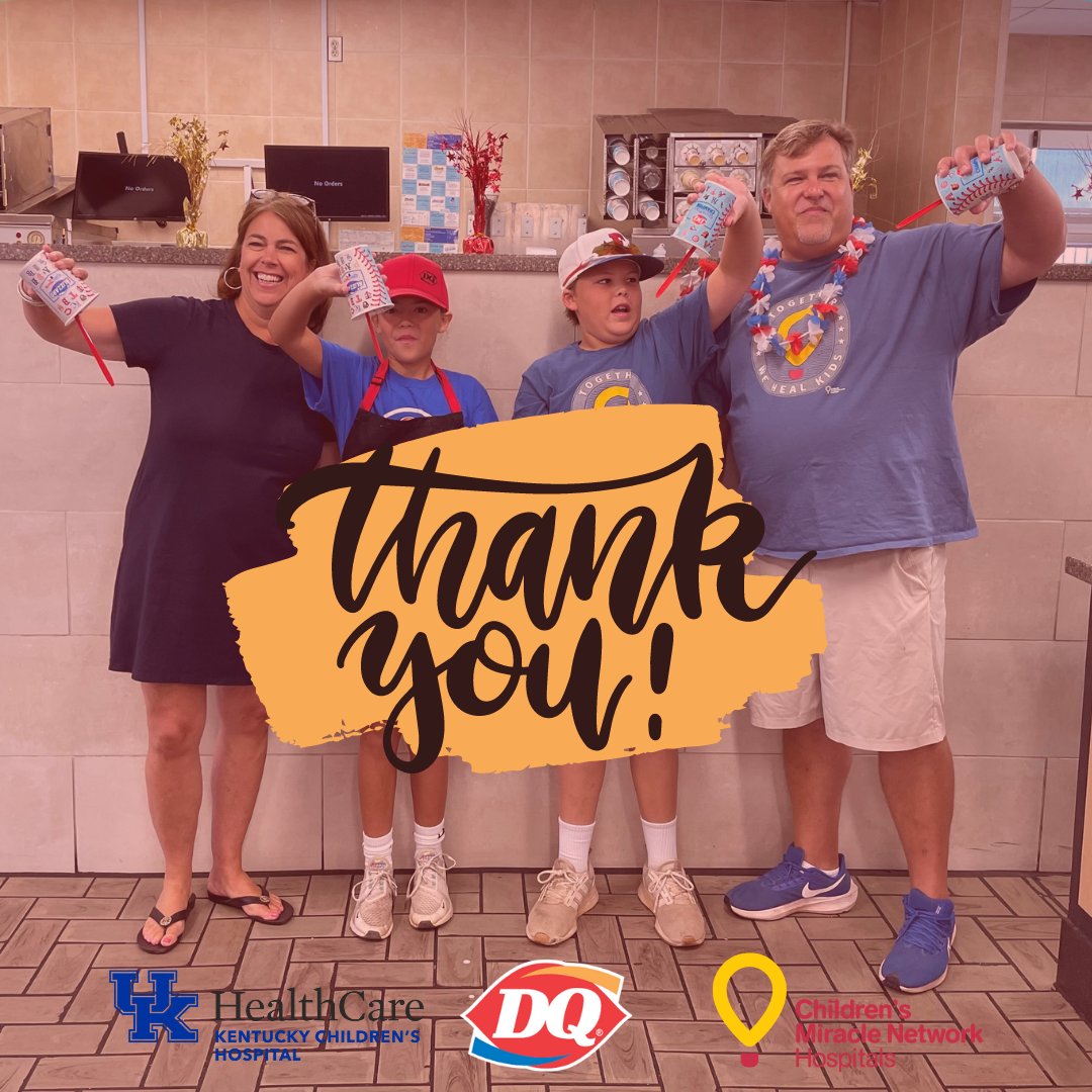 Making miracles never tasted so sweet! Thank you, @DairyQueen, for all you do for the kids at @KCHKids. Together, we created so much hope for kids in Kentucky!

#MiracleTreatDay #kidscantwait #makingmiracles
@CMNHospitals