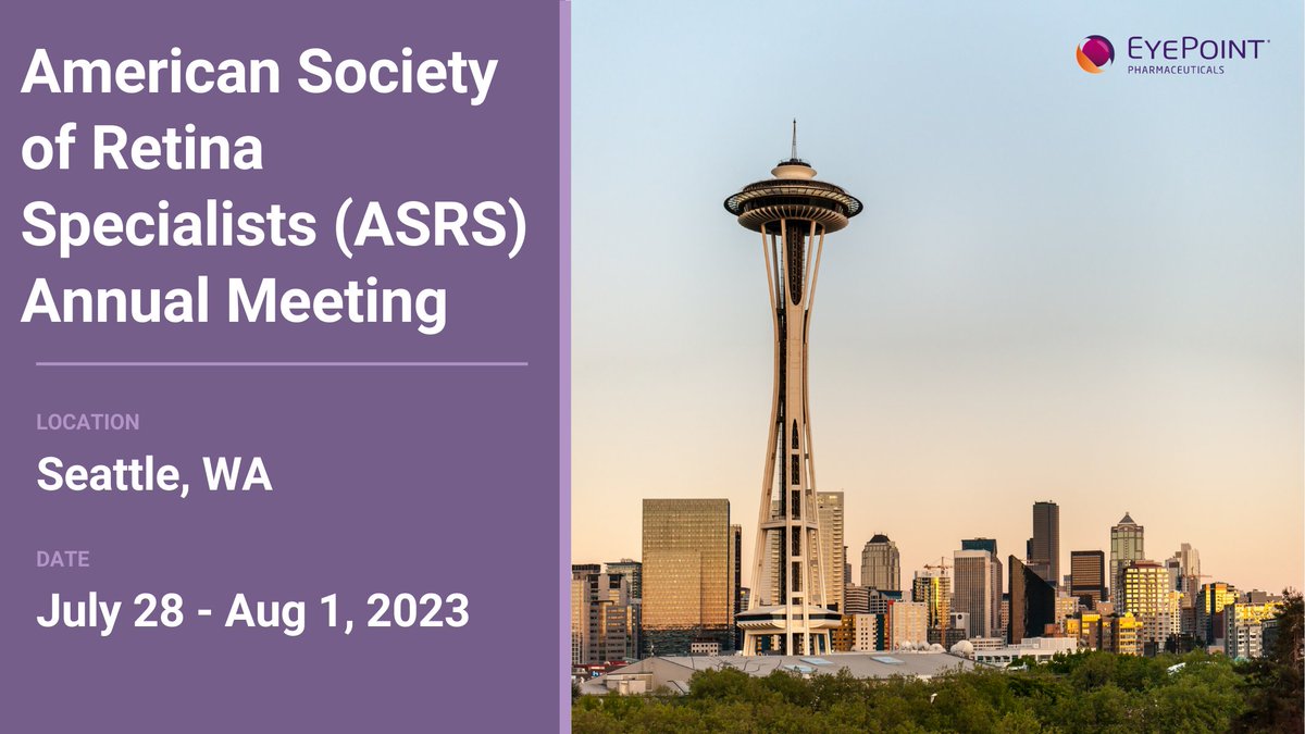 EyePointPharma's tweet photo. $EYPT is presenting #PK data on our #Durasert delivery technology as well as data from our Phase 1 #DAVIOTrial in wet AMD at this week’s @asrsdocs Annual Meeting! We look forward to discussing our retina pipeline with leaders from across the country. See you there! #ASRS https://t.co/d21QjBiwnp