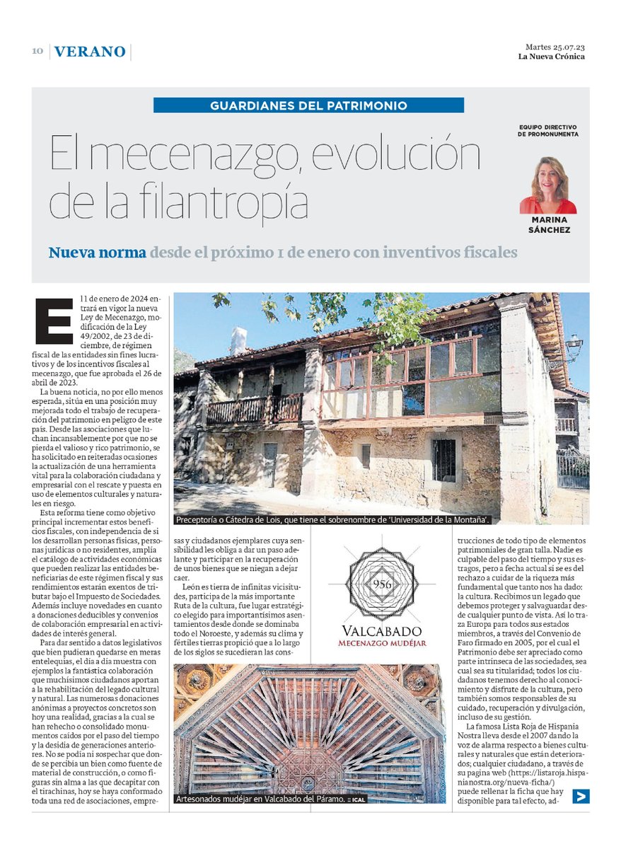 HispaniaNostra's tweet image. Nuestra delegada en Castilla y León, Marina Sánchez, ha escrito este artículo sobre #mecenazgo en patrimonio cultural. ¡Aquí te lo dejamos entero para que eches un rato leyéndolo!👇