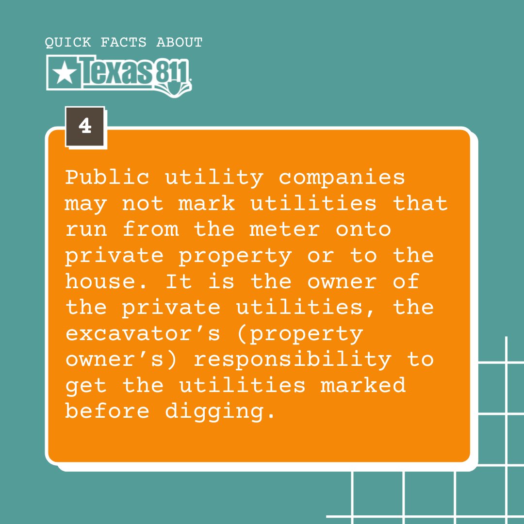 texas811's tweet image. Check out these four quick facts about Texas811.

For more info, visit: texas811.org/about-us

#Texas811 #UtilityMembers #EveryDigCounts #KnowWhatsBelow
