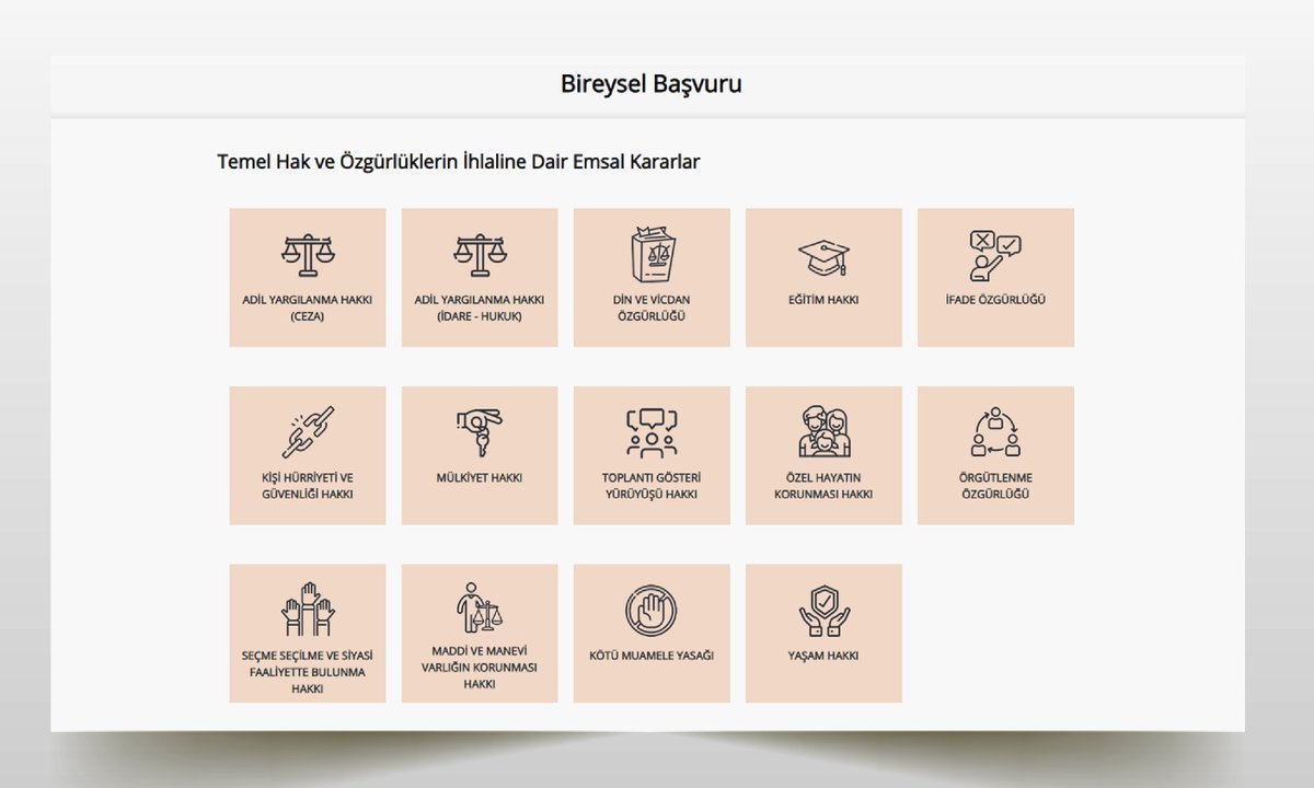 📢Anayasa Mahkemesi kararlarının objektif etkisine önemli katkılar yapacağı düşünülen Temel Hak ve Özgürlüklerin İhlaline Dair Emsal Kararlar sayfası internet sitemizde hizmete girmiştir. İlgili sayfaya aşağıdaki linkten ulaşabilirsiniz.
🔗anayasa.gov.tr/tr/bireysel-ba…