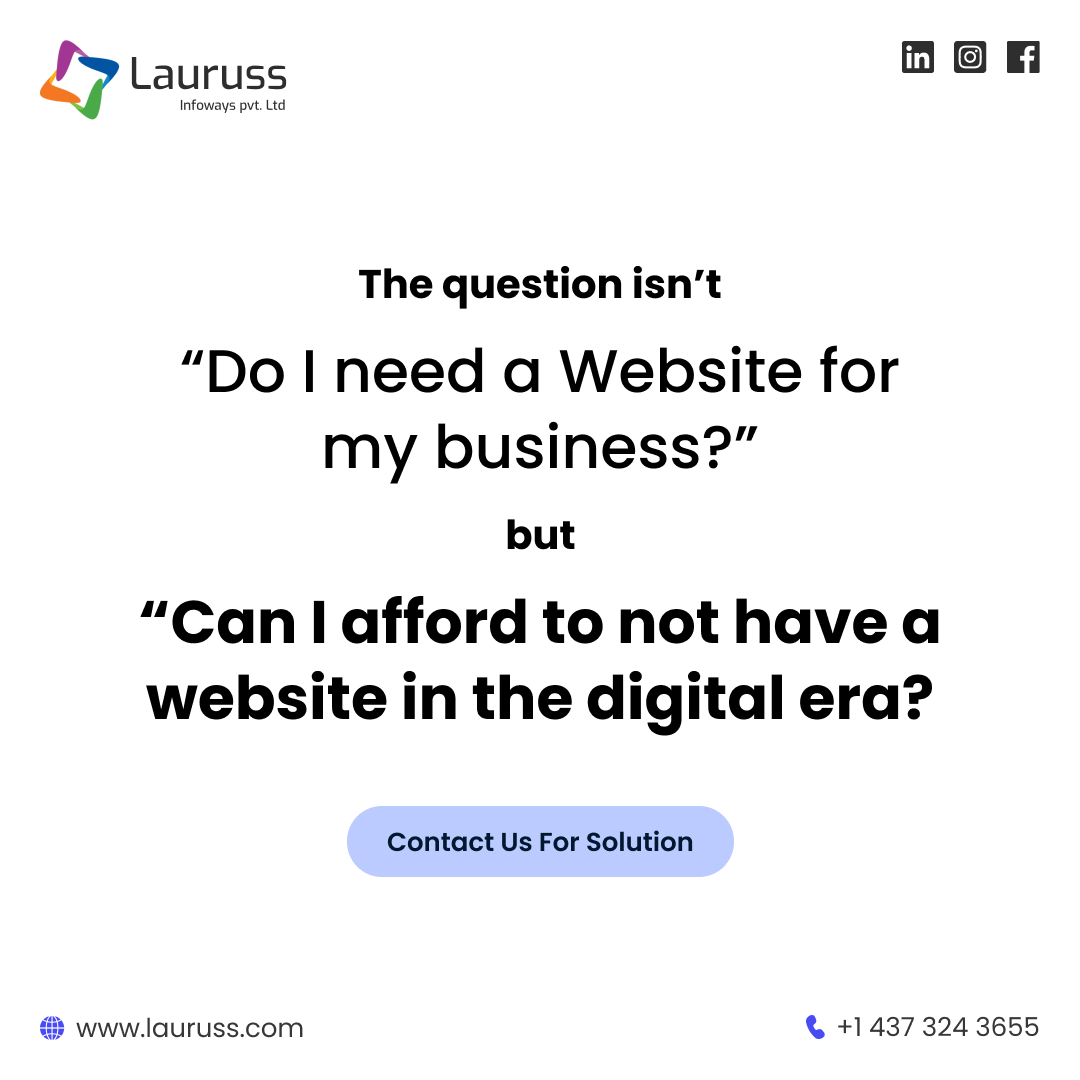 LaurussInfotech's tweet photo. Embrace the Digital Era: Your Business Needs a Website!

Still skeptical about having a website for your business?
Let's bust that myth!

Share your requirements, and let's bring your business online!

#WebsiteForGrowth #OnlinePresence #GrowYourBusiness #WebsiteDevelopment https://t.co/uboQaP4OAs