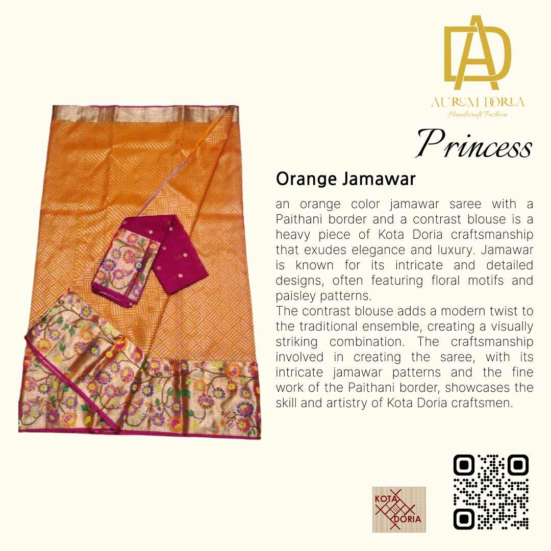 AurumDoria's tweet photo. The vibrant orange color adds a bold and vibrant touch to the saree,
A true masterpiece by our weavers at https://t.co/9d3qcTzteN
For bookings & orders 📲+91 9214893867
#zarikota #zarikotasarees #handloom #handloomcollection #Kotakarigari #handwovensaree https://t.co/cff2RG5nfo