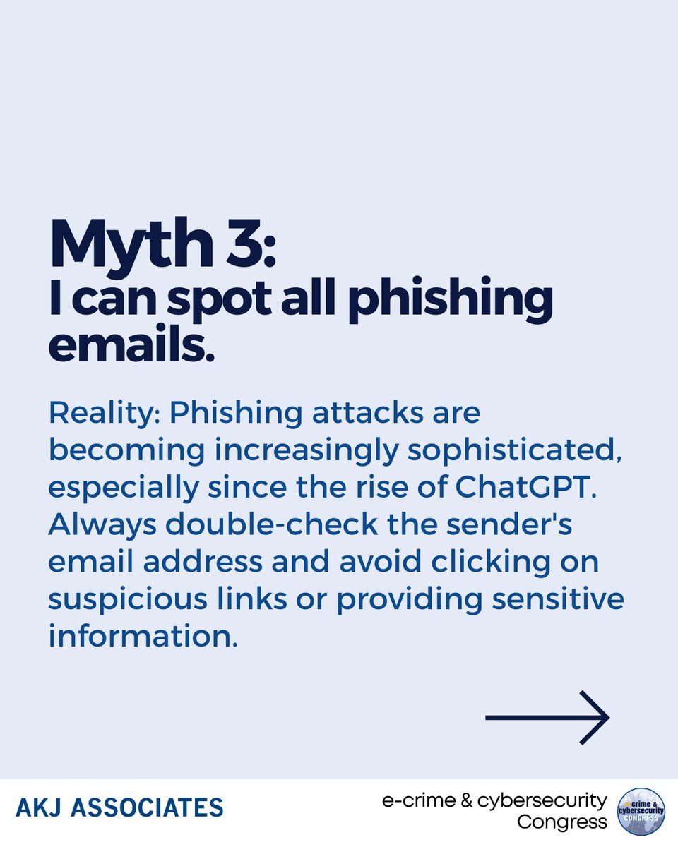 Top 3 #Cybersecurity Myths and Realities: Debunking Misconceptions! Stay informed and protect your #data. #CybersecurityAwareness #StaySecureOnline