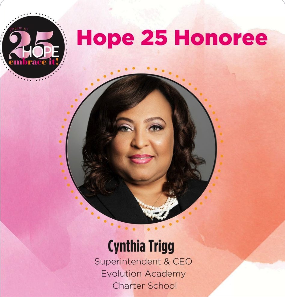 EACS_charter's tweet image. #Congrats to our CEO &amp;amp; Superintendent, Cynthia Trigg, for being named @hopemag 25 Honoree 🎉