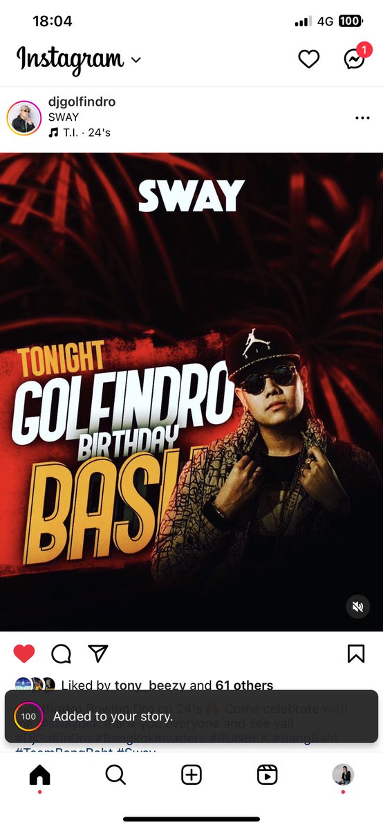 saucedbkk's tweet photo. @Golfindro tonight’s the night to come down and celebrate 🎉 see everyone tonight. #swaybkk #homeofhiphop https://t.co/1tpqD0Zltp