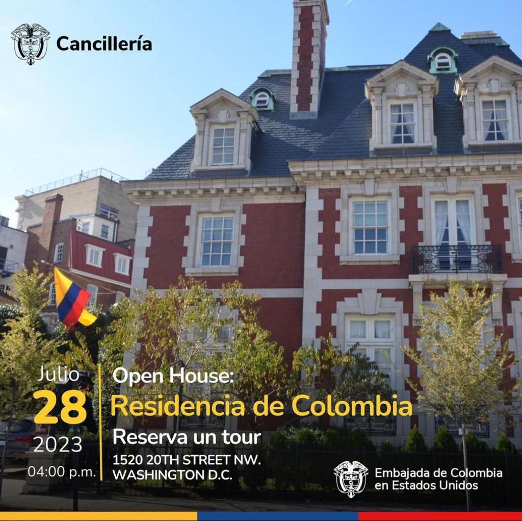 CancilleriaCol's tweet photo. ¡La Residencia de Colombia en Washington, 🇺🇸 abrió sus puertas! #ColombiaOpenHouse
A partir del 28 de julio y el último viernes de cada mes se realizarán visitas guiadas en la gran Residencia, ubicada en en el corazón de Dupont Circle. Conoce el patrimonio histórico colombiano. https://t.co/Vw1IodJqNI